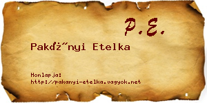 Pakányi Etelka névjegykártya